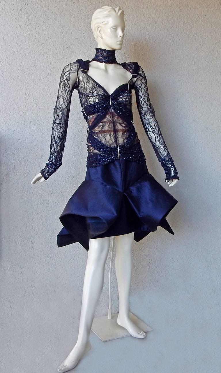 Abito da sera blu con perline Gianfranco Ferre Favorite Avant