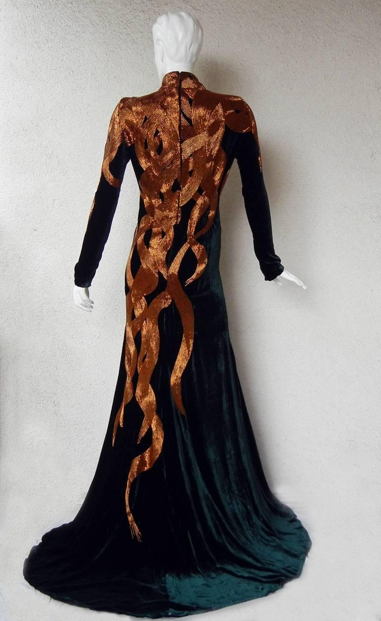The NWT Alexander McQueen 2007 Velvet Beaded Flame Gown Entrance