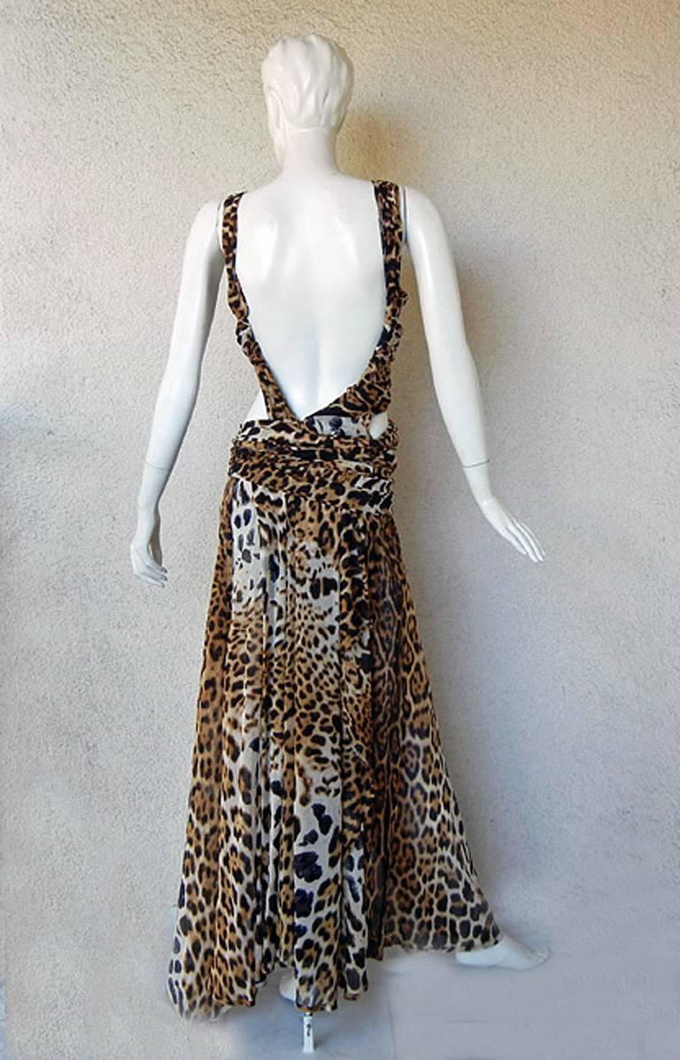 Black  Tom Ford for Saint Laurent 2002 Leopard Cut-Out Wrap Silk Dress  Most Wanted!