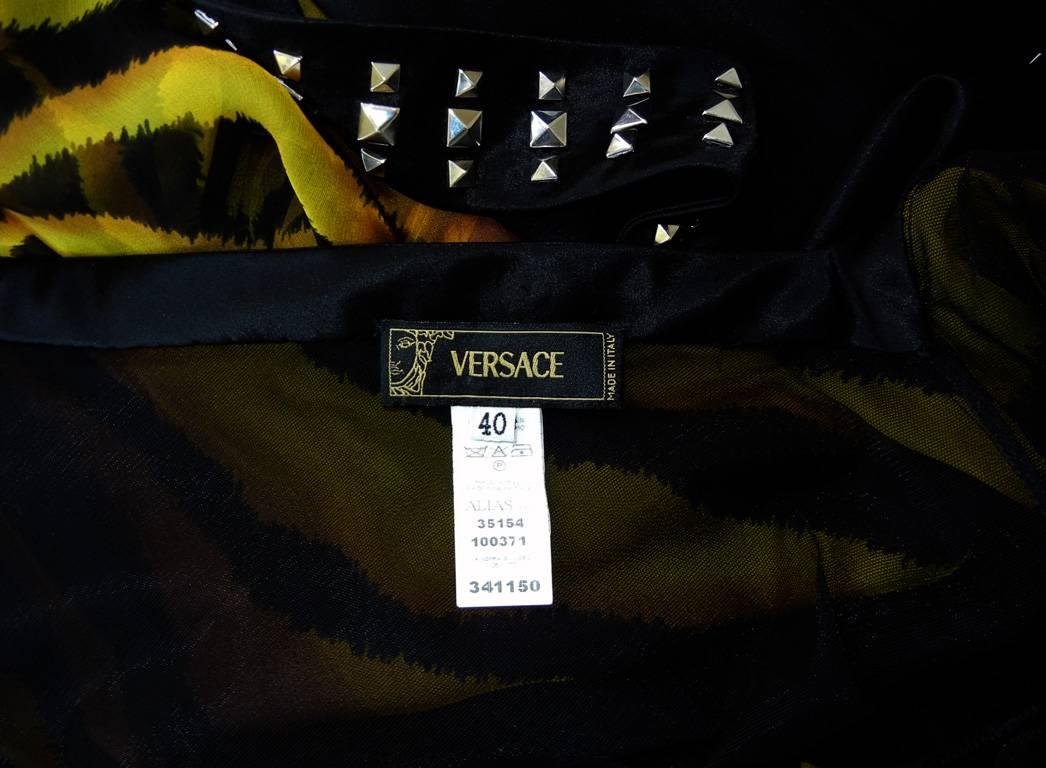 Versace Bondage Dress Gown with Plunging Neckline & Thigh High Slit   New! In New Condition In Los Angeles, CA