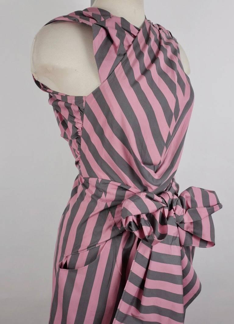 Black Tome Amal's Sexy Stripe Tie Waist Jumpsuit For Sale