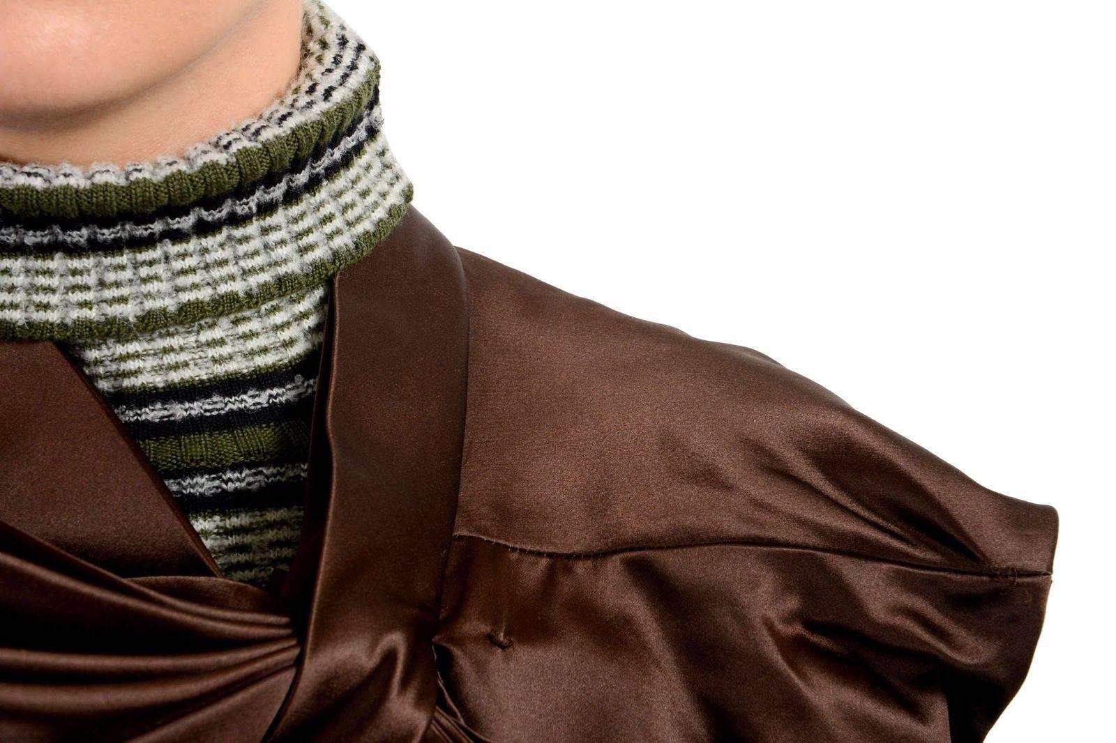 Black Masion Margiela Hi Fashion Mixed Media Assymetric Bow Sweater - Runway New M For Sale
