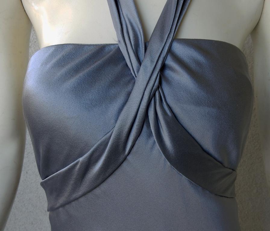 Gray Oscar de la Renta 1930's Harlowesque Silk Charmeuse Bias Cut Gown