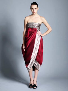 Alexander McQueen 2008 Look of Royalty Red and Silver Strapless Dress