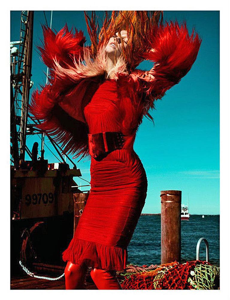 tom ford red ruched tulle dress