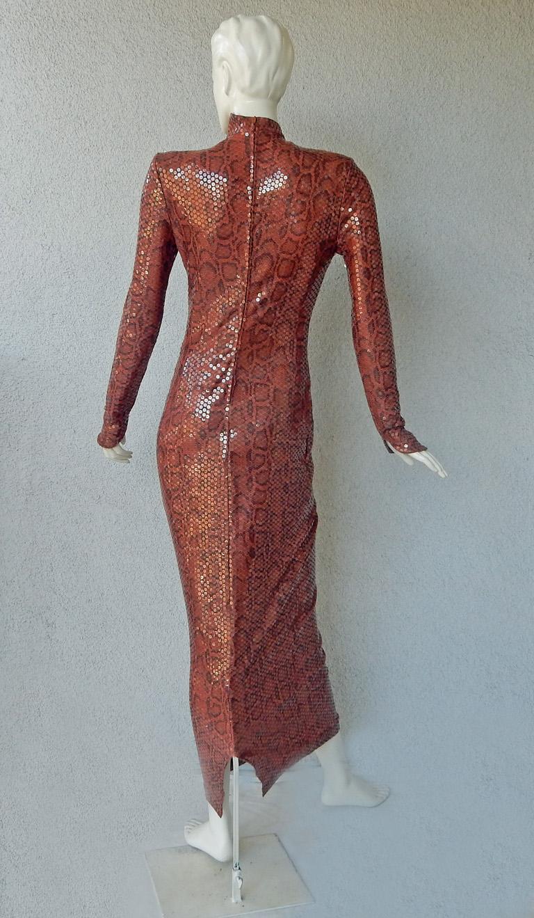 Women's  Thierry Mugler 1983 Python Beaded Body Hugging Dress  WOW
