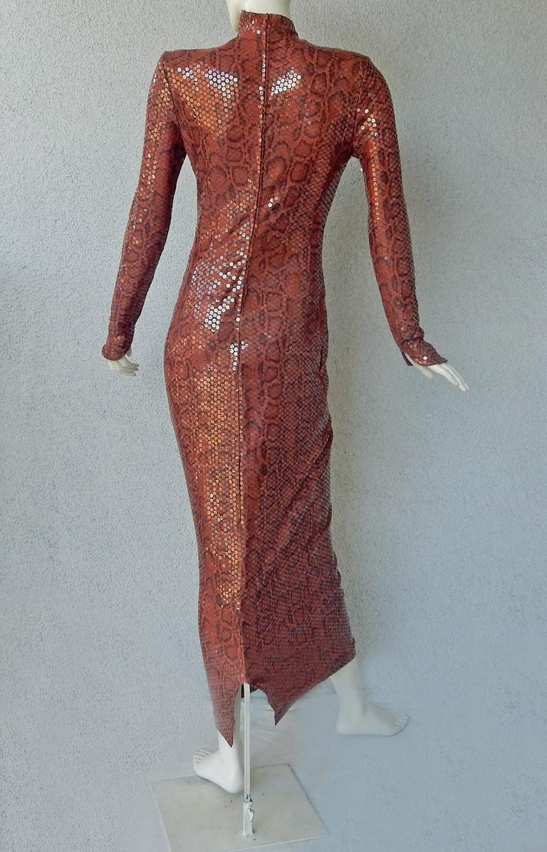  Thierry Mugler 1983 Python Beaded Body Hugging Dress  WOW 1