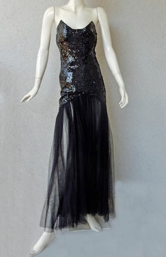 Thierry Mugler "Solo in the Spotlight" Beaded Tulle Mermaid Dress Gown  Rare
