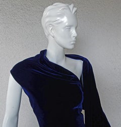 Alexander McQueen Stunning "Blue Velvet" Draped  Dress Gown with Wrap   New!