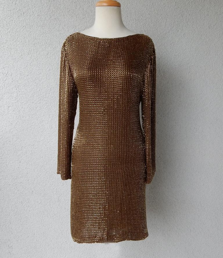 Tom Ford Dramatic Drape Bronze Beaded 