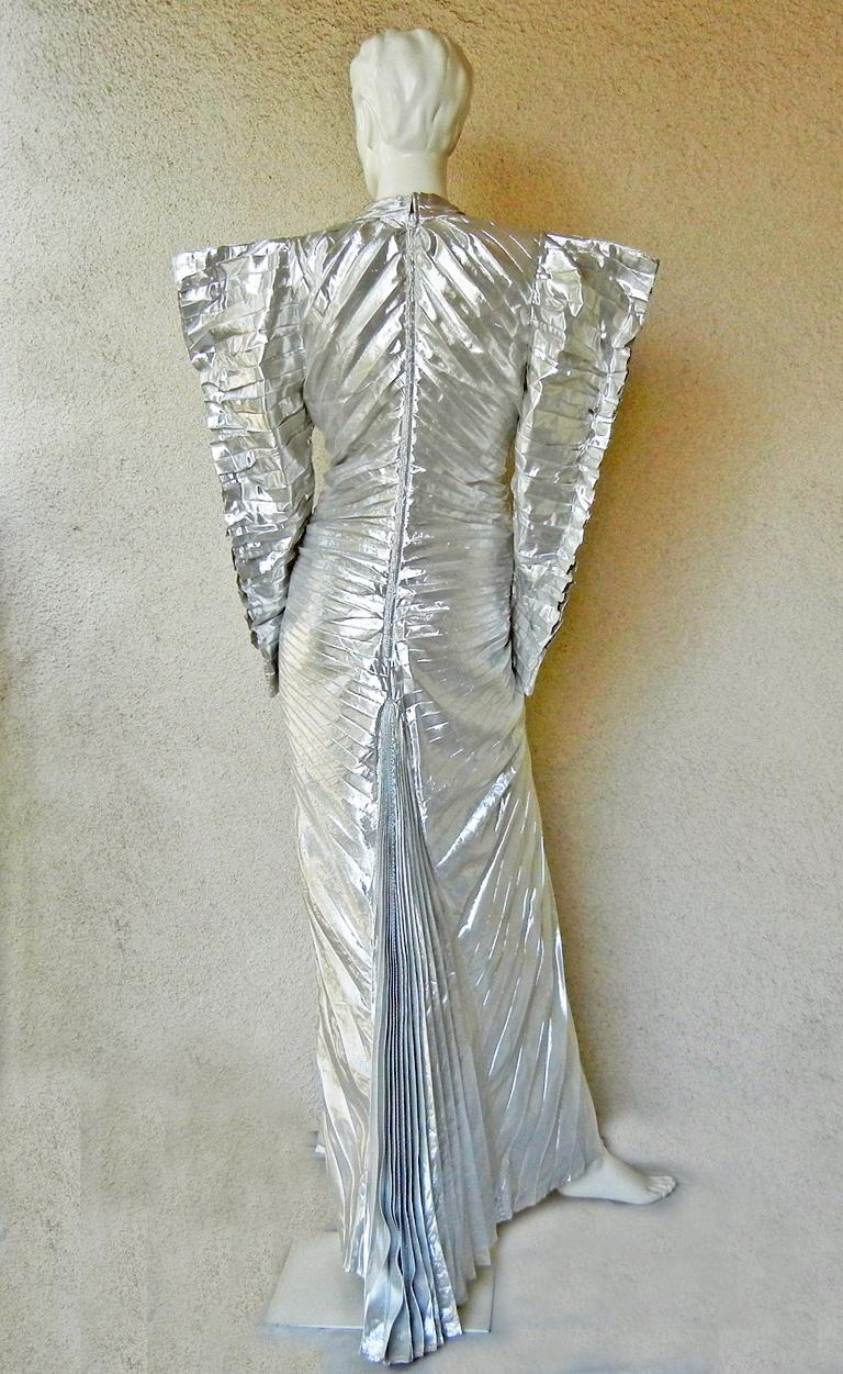 thierry mugler silver dress Mid-length dress