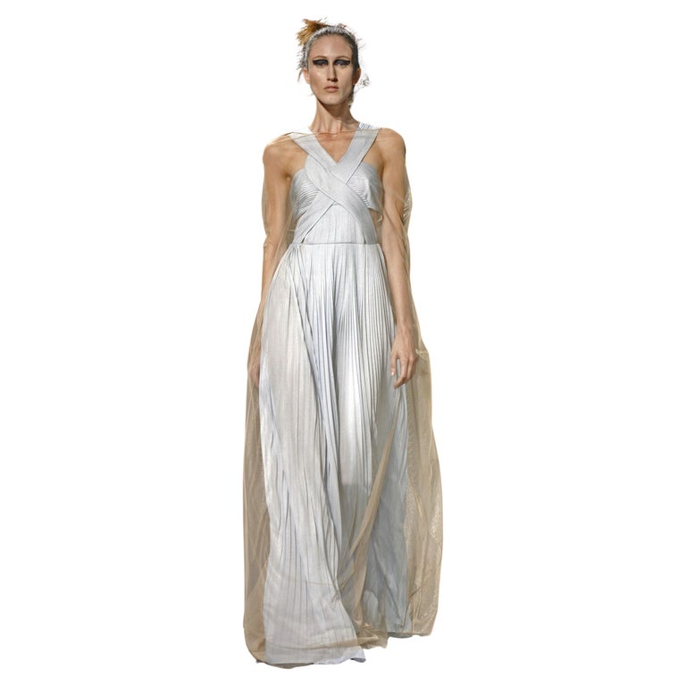 Vionnet Runway Veraline Blue Plisse Cut-Out Pleated Dress Gown NWT For Sale  at 1stDibs | vionnet dress, vionnet paris, vionnet gown