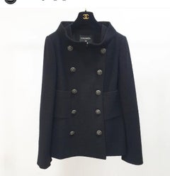 Chanel Gripoix Knöpfe Schwarz Tweed Jacke Sz.44