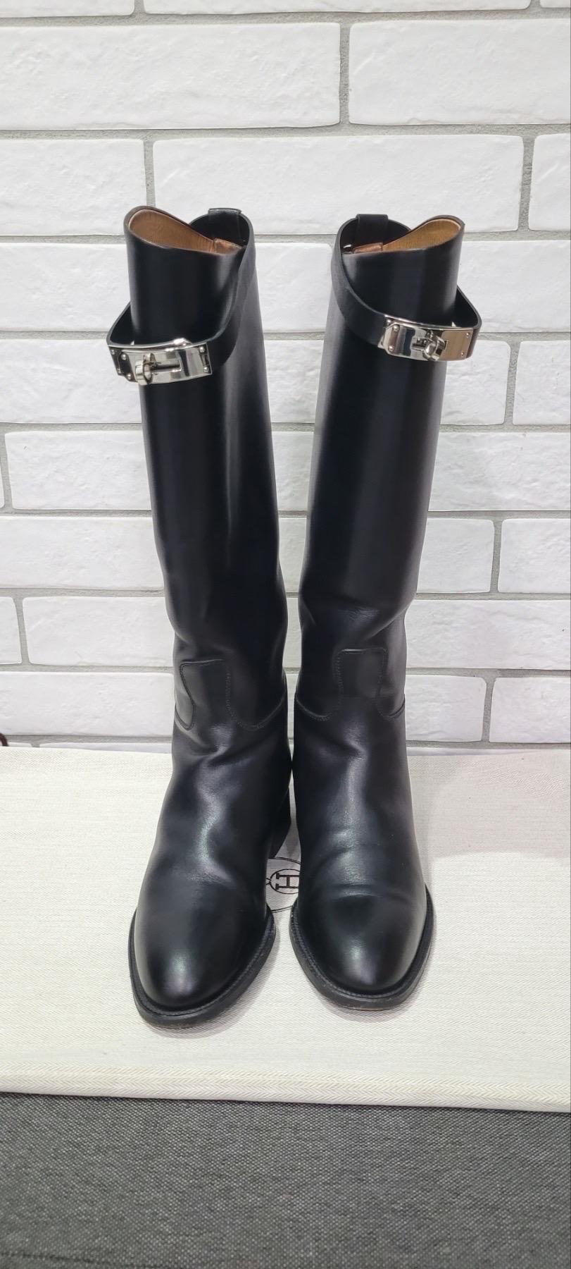 Hermes Kelly Jumping Botas de cuero negro Sz.37 en Bueno estado para la venta en Krakow, PL