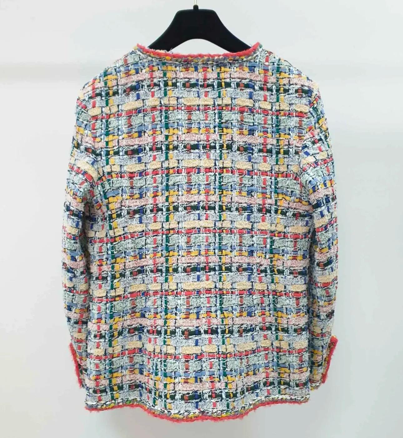 Chanel 14K$ Incredibile giacca in tweed con nastro Sz.38 in vendita 1
