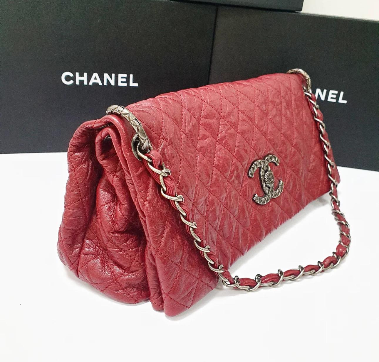 Chanel Rot CC Coco Rider Klappentasche Damen im Angebot