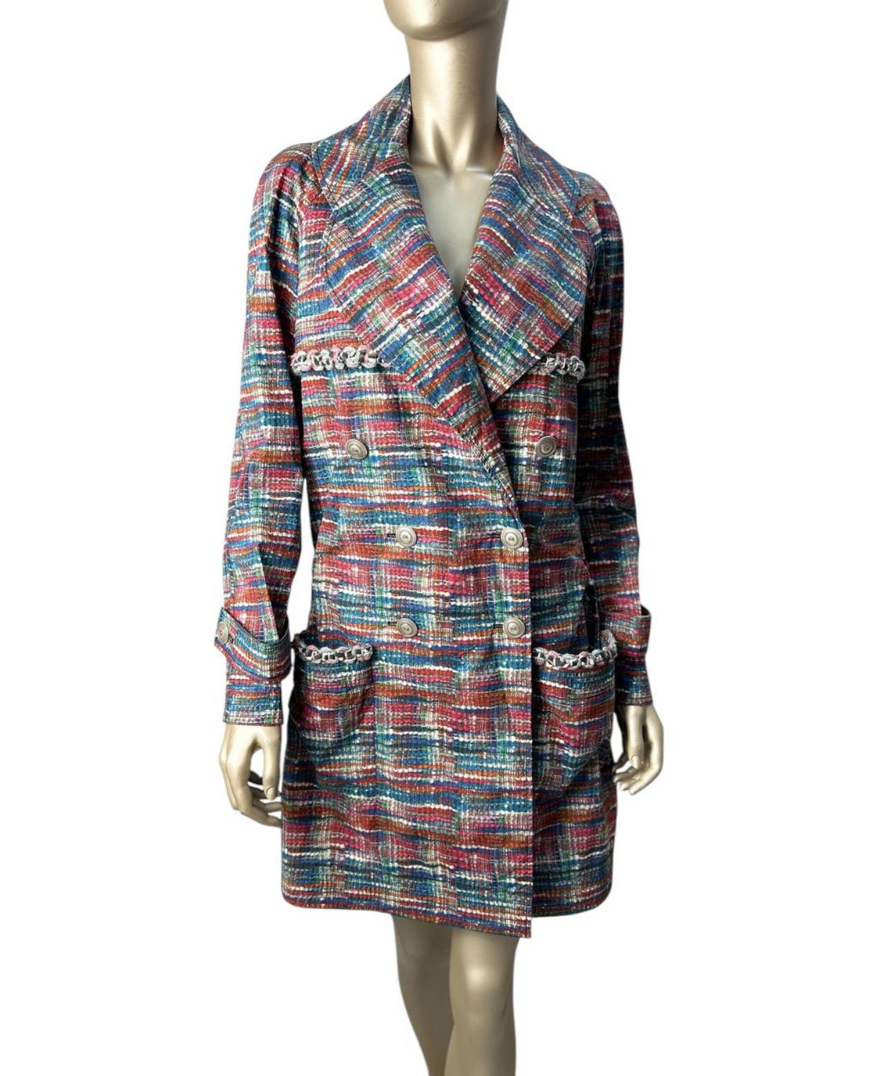Manteau de pluie multicolore en coton de Chanel en vente 6