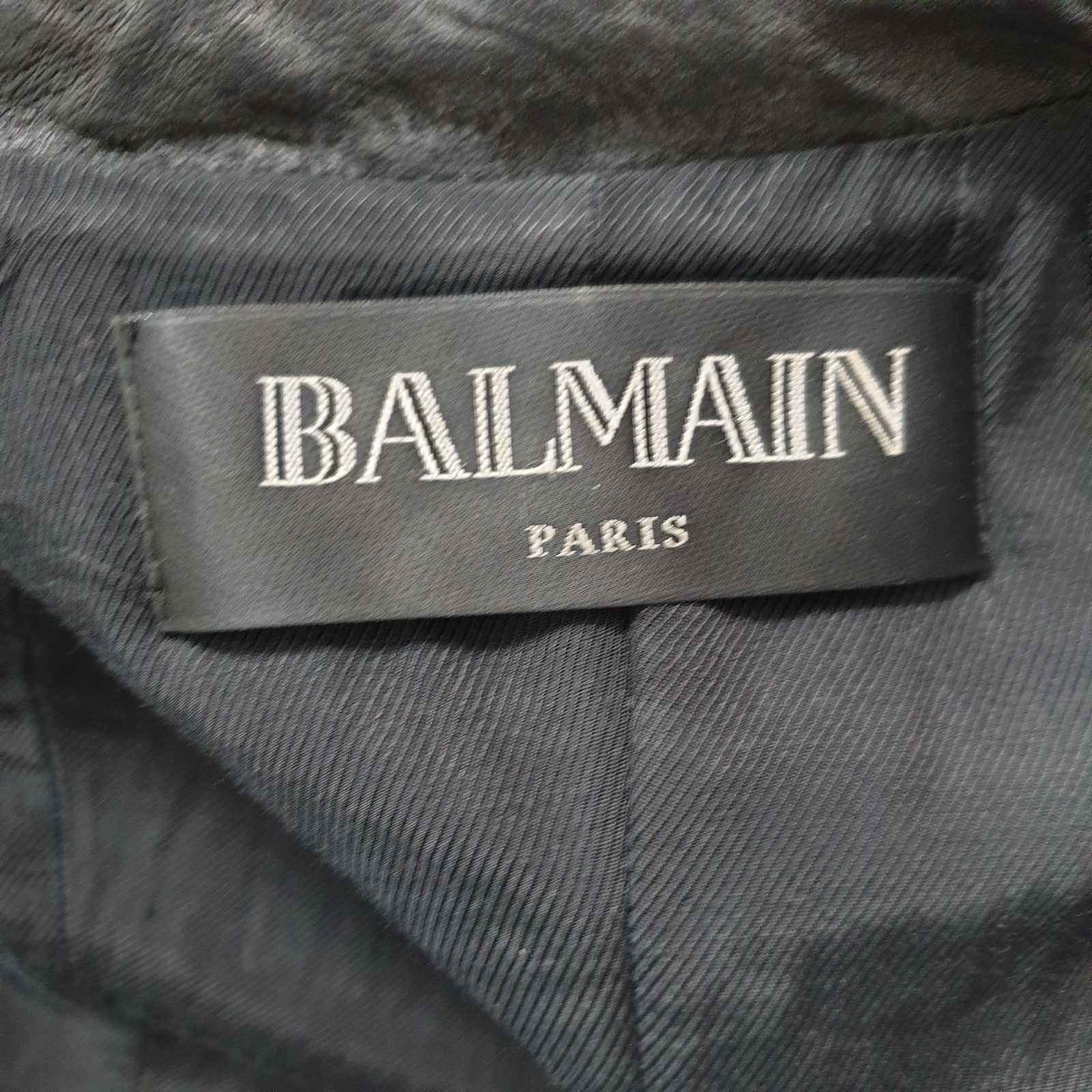 BALMAIN Veste à double boutonnage en cuir grainé noir Sz.38 en vente 3
