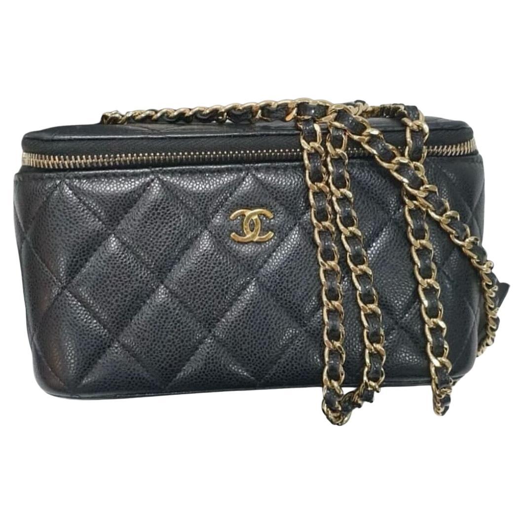 Chanel Kaviar kleine Kette Vanity Case im Angebot