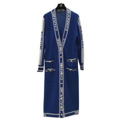 Chanel Blu Cashmere 2019 19P LOGO MAXI Cardigan Sz.42