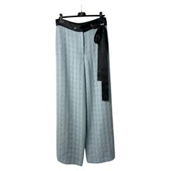 Chanel Gray Wool Wide Leg Jeans Pants Trousers Sz.42