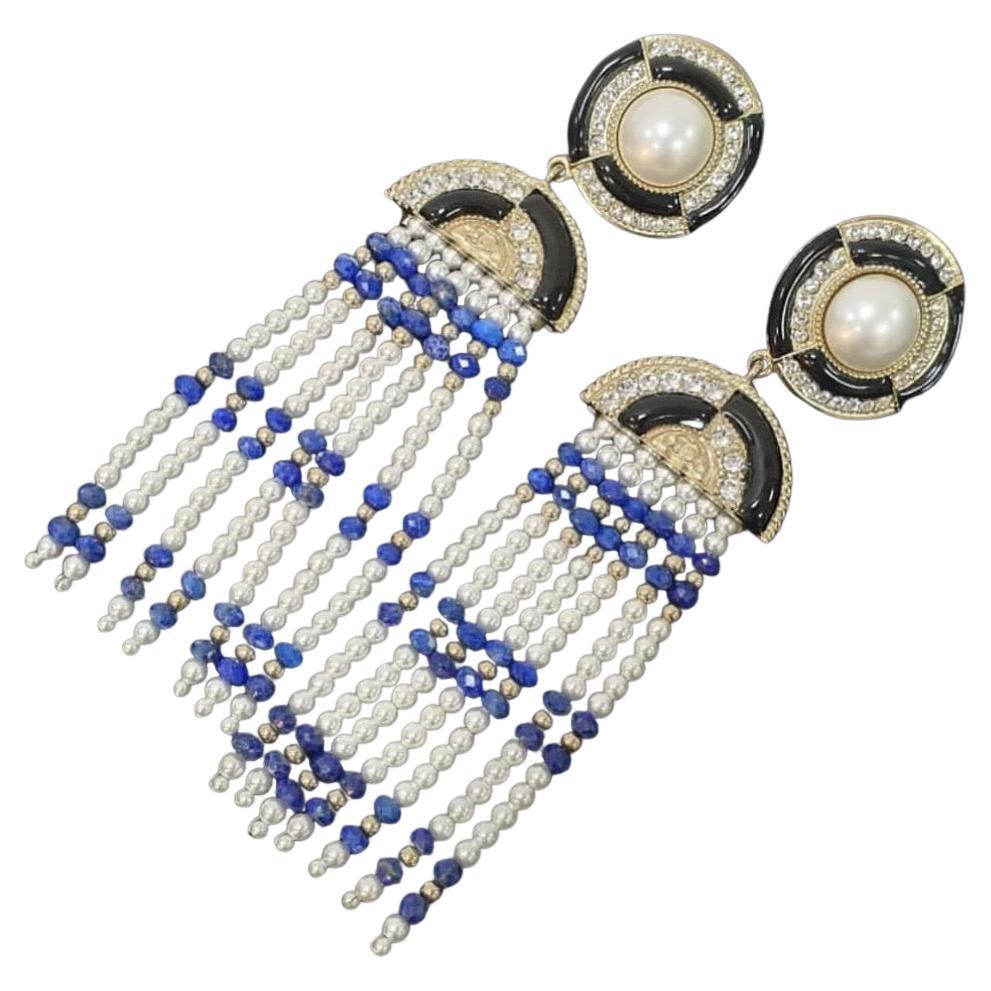 CHANEL Orecchini Chanel in Lapislazzuli con Perle Finte in vendita