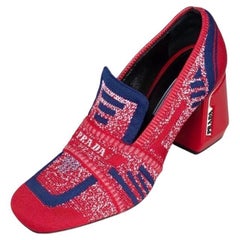 Prada Textured Fabric Square-Toe Heels - Size 40 Prada Textured Fabric Square-Toe Heels - Size 40