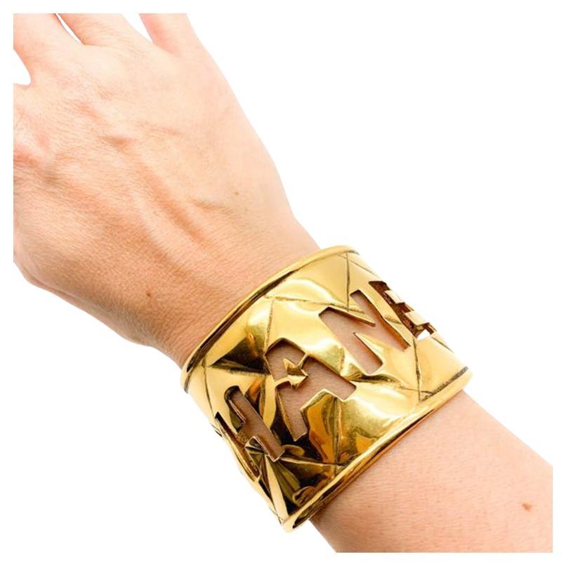 Chanel LAGERFELD vintage tagliata H. A. C. Polsino statement 1980