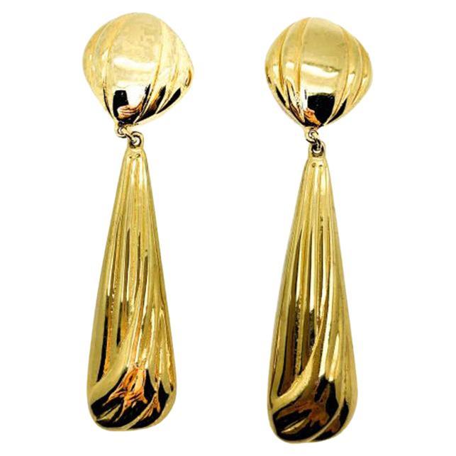 Vintage Butler & Wilson London Gold Statement Drop Earrings 1990s