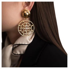 Orecchini vintage con logo Givenchy 4G in oro degli anni '80
