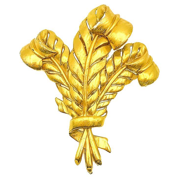 Vintage Crown Trifari Prince of Wales Feathers Pin 1940s