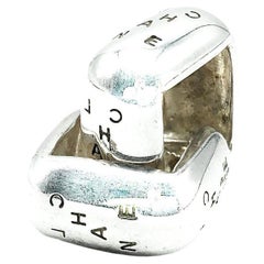 Vintage Chanel Sterling Silver Logo Huggie  Earrings 2000s