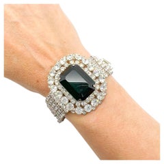 Vintage Deep Emerald Crystal Cocktail Bracelet 1960s