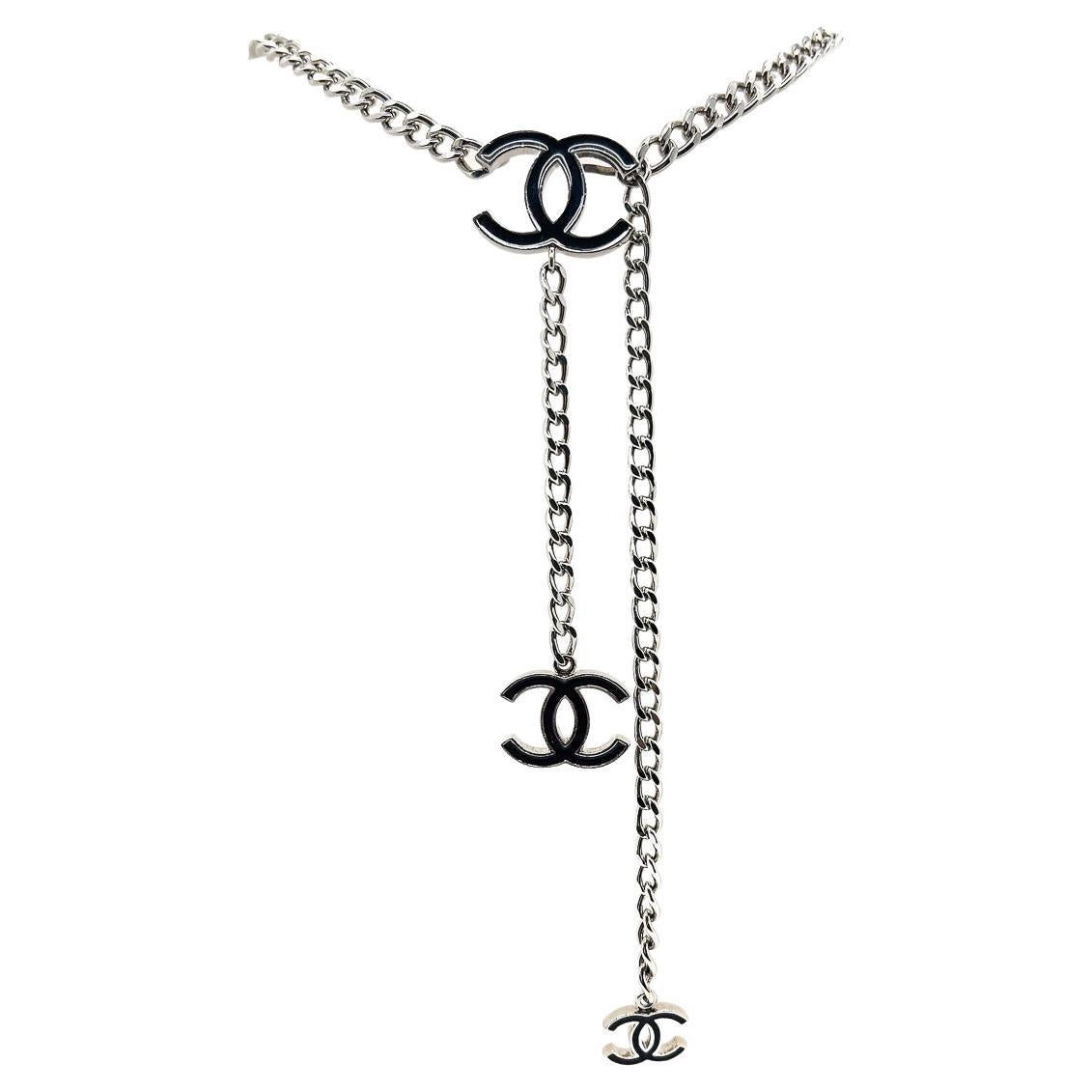 Vintage Chanel Double CC Chunky Chain Necklace 2004 In Good Condition For Sale In Wilmslow, GB
