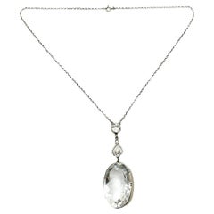 Collar Colgante Antiguo Arts & Crafts Plata de Ley y Cristal de Roca 1900s