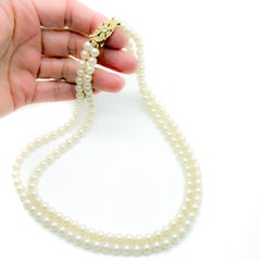 Vintage Double Strand Classic Pearl Necklace 1990s