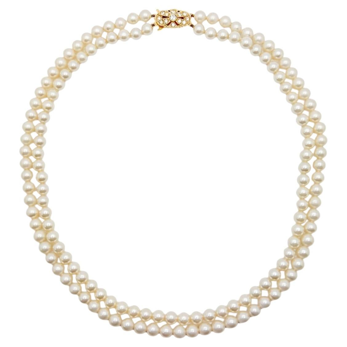 Vintage Double Strand Classic Pearl Necklace 1990s