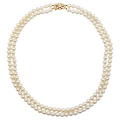 Collier vintage classique à double rangée de perles, années 1990