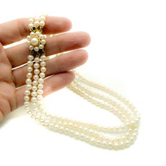 Collana girocollo con perle e chiusura a fiore in stile vintage, anni ’90