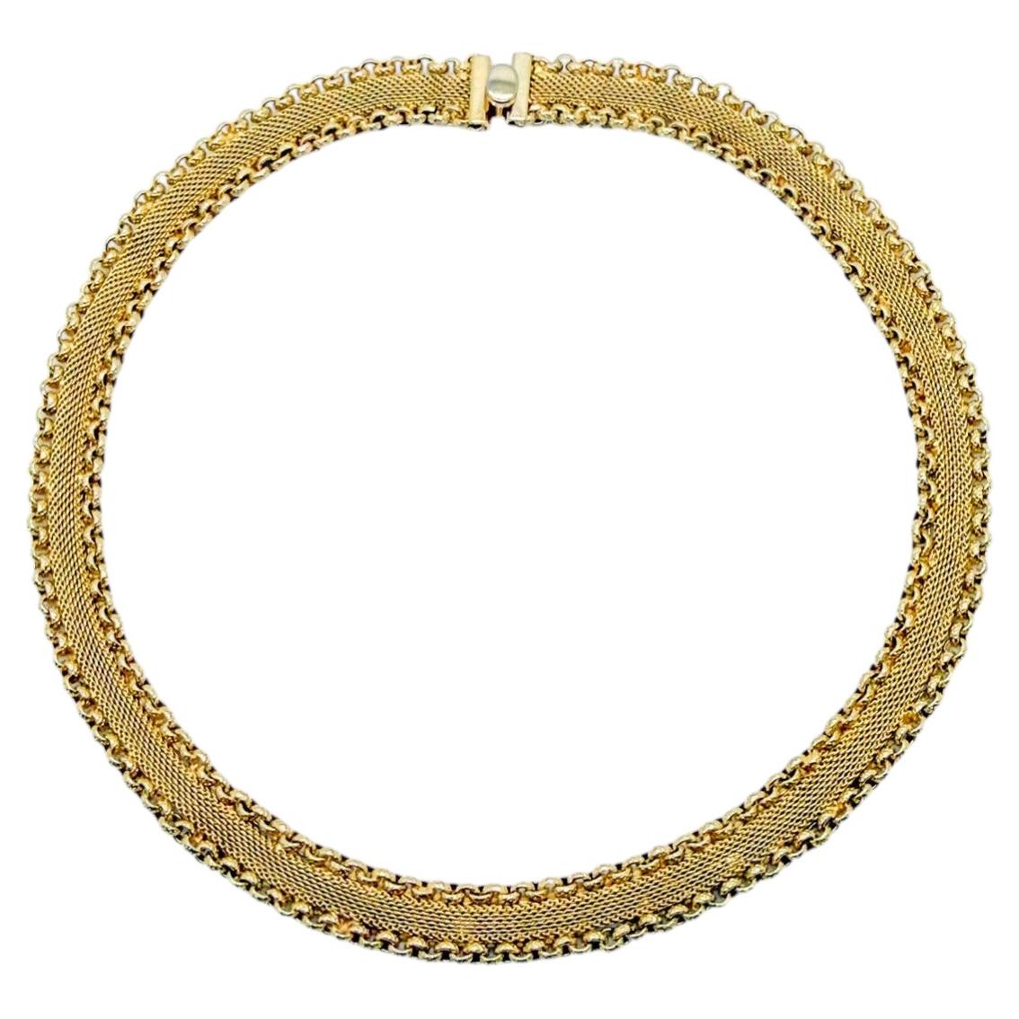 Vintage Gold Mesh Choker Necklace 1960s