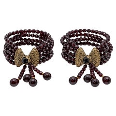 Vintage Christian Dior 'Poison' Statement Garnet Cuff Pair 1998