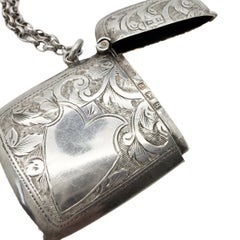Antique Hallmarked Silver Heart Vesta Necklace 1915