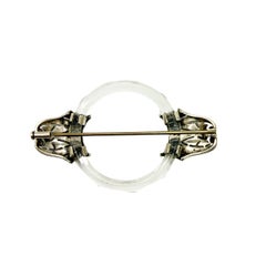 Antique Art Deco Silver Circle Brooch 1920s
