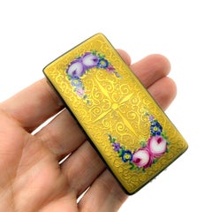 Boîte vintage à motifs floraux dorés de Limoges, France, années 1980