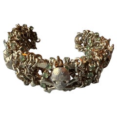 Bracciale a catena con osso di teschio Vintage