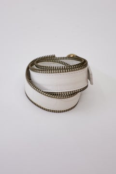 Wrap Cuff Black White Leather Bracelet Zipper Brass Buckle Italy J Dauphin