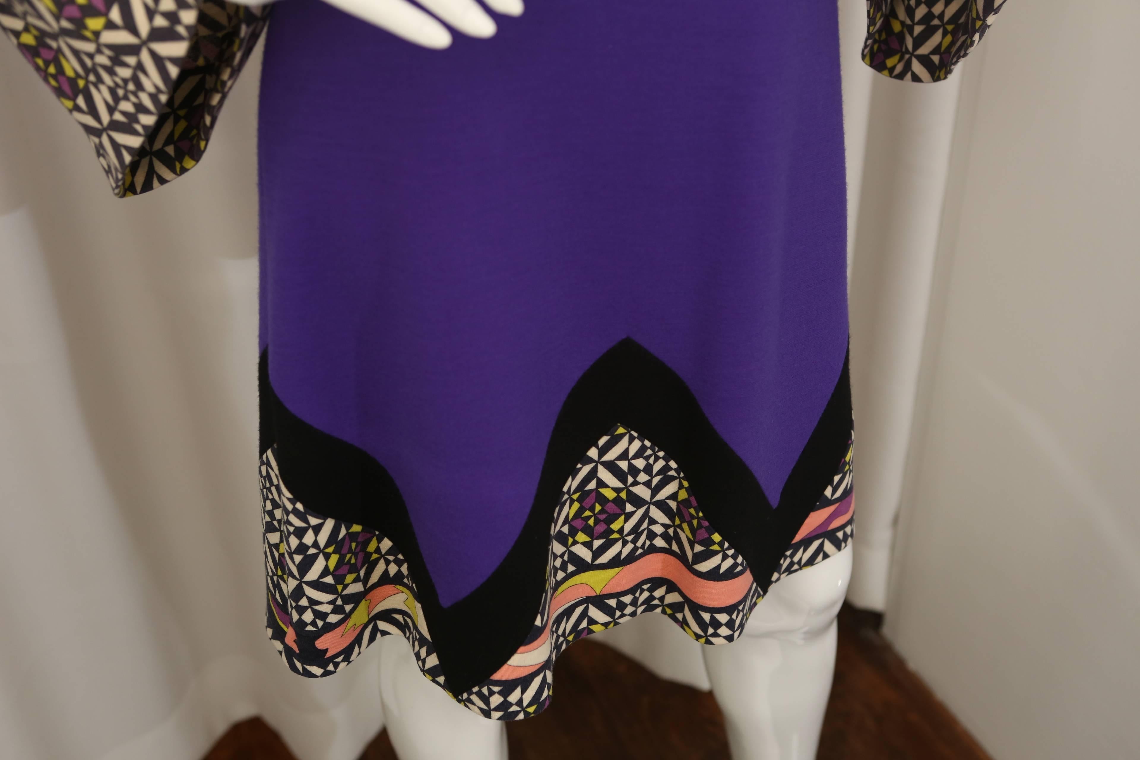 Women's Emilio Pucci Purple/Multi Dress with Bell Sleeves 