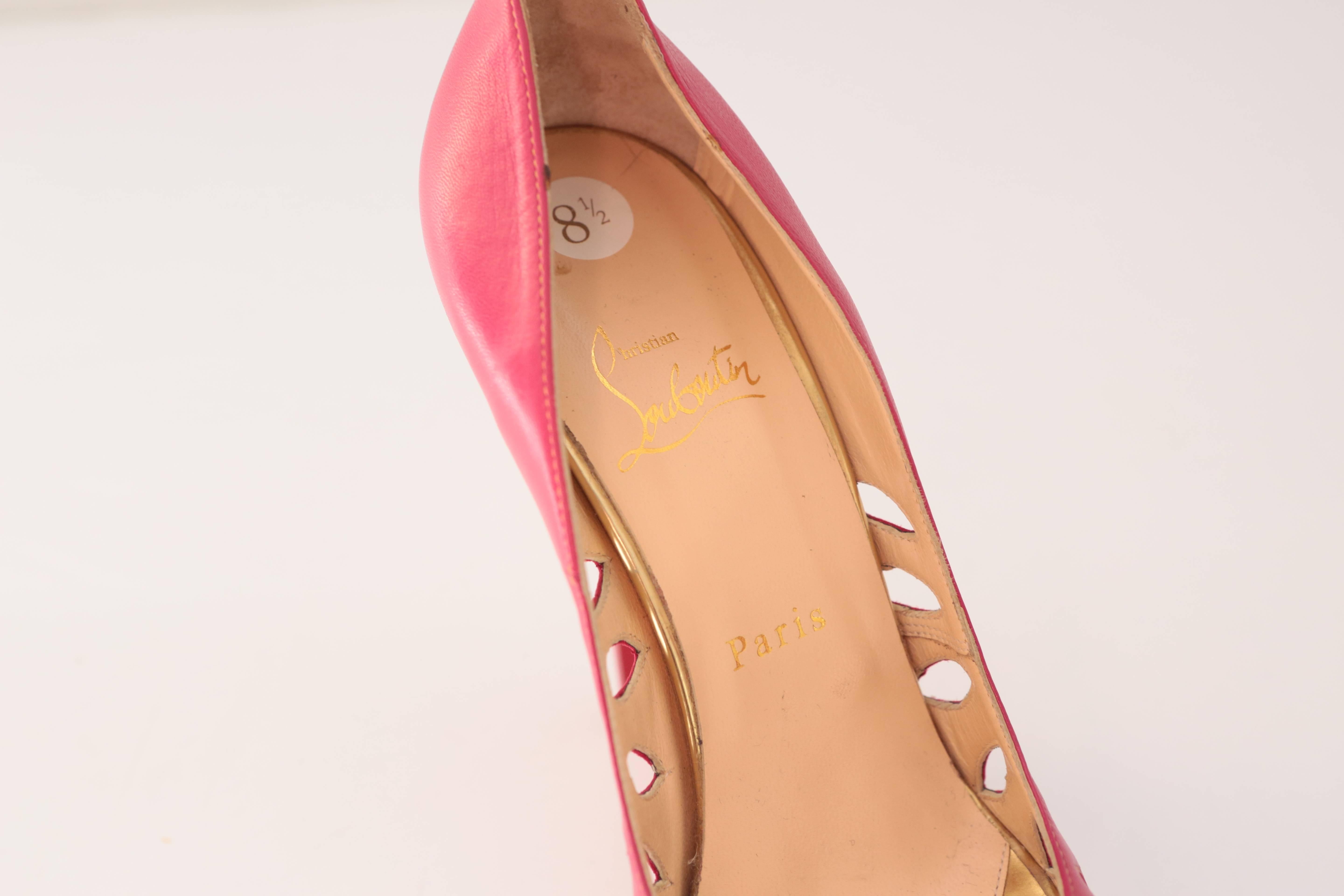 Women's Christian Louboutin Pink Cutout Pumps