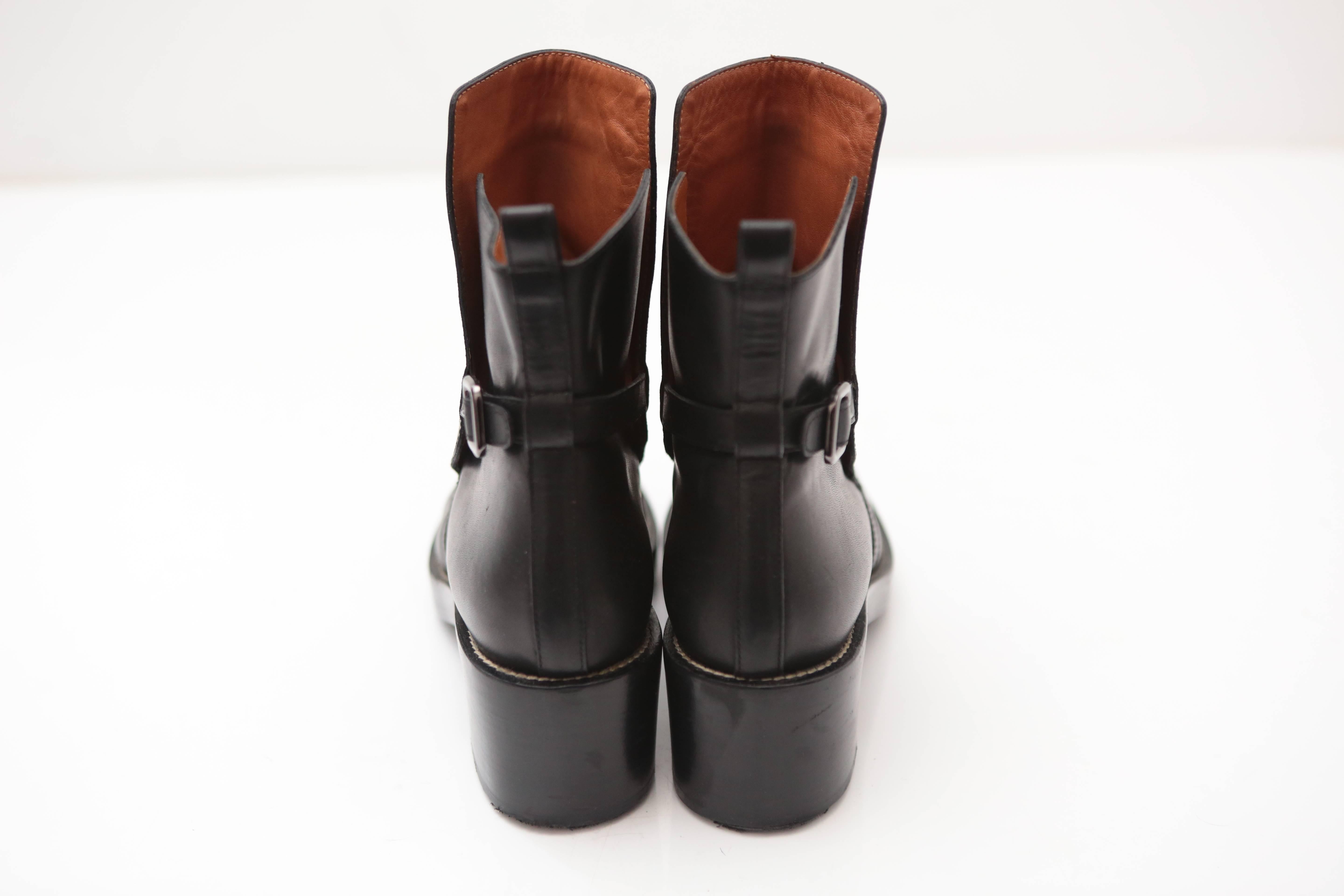 Women's Balenciaga Black Leather Combat-Style Boots