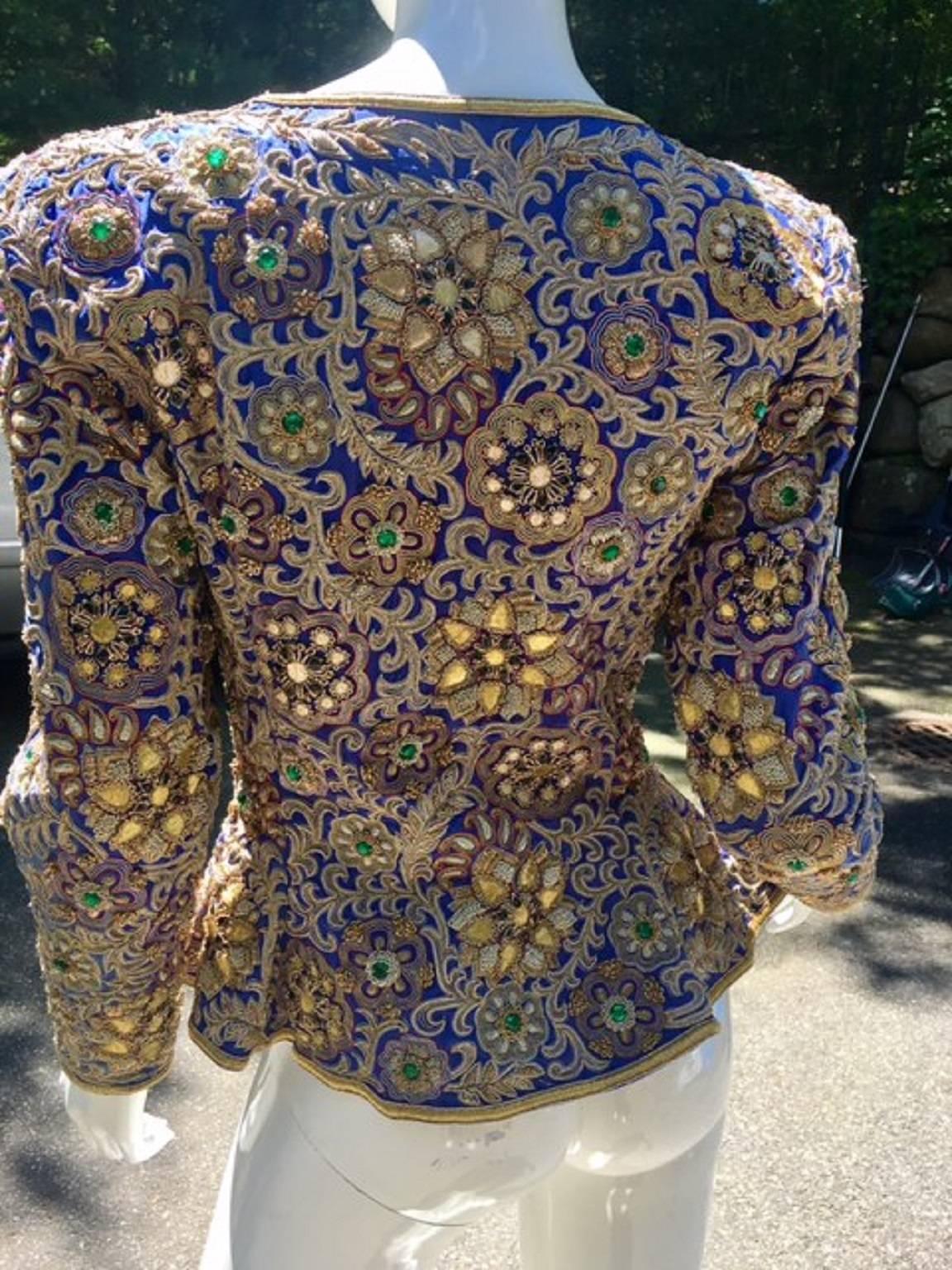 Brown Custom Empress Jeweled and Embroidered Jacket 